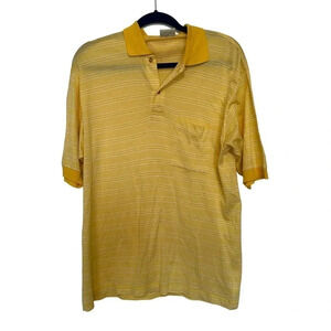 Robe Di Kappa Men's Yellow Striped Short Sleeve Button Up Polo Shirt Size Large